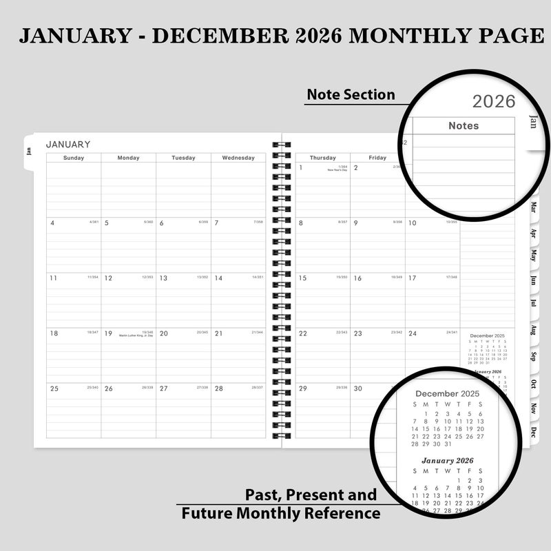 BooQool 2026 Planner - Calendar Planner 2026, 8"" x 10"", Jan. 2026 - Dec. 2026, 2026 Planner Weekly and Monthly with Flexible PP Cover, To-Do List, 12 Monthly Tabs - Image 4